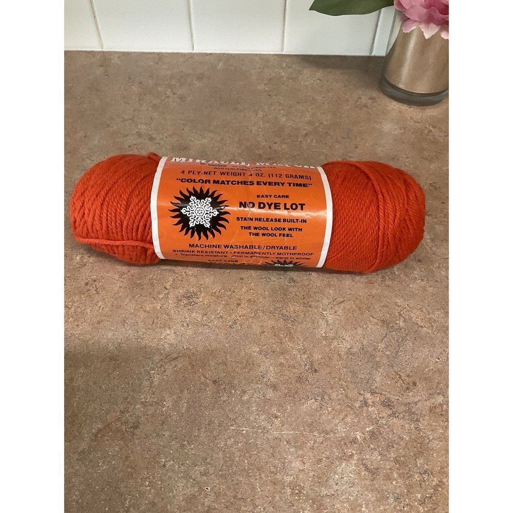 Vintage Miracle Match Worsted Yarn 4oz Rust Orange No Dye Lot USA